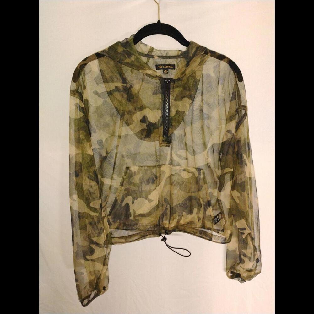 Shinestar Camo Sheer Hooded Sweatshirt